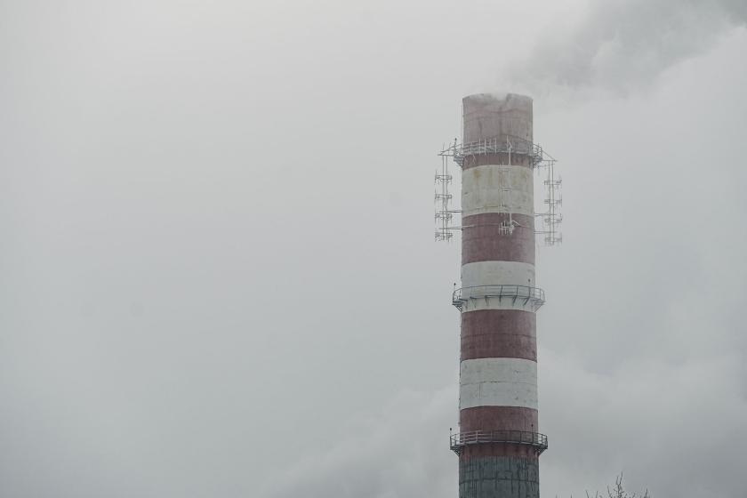 chimney in the background of grey sky