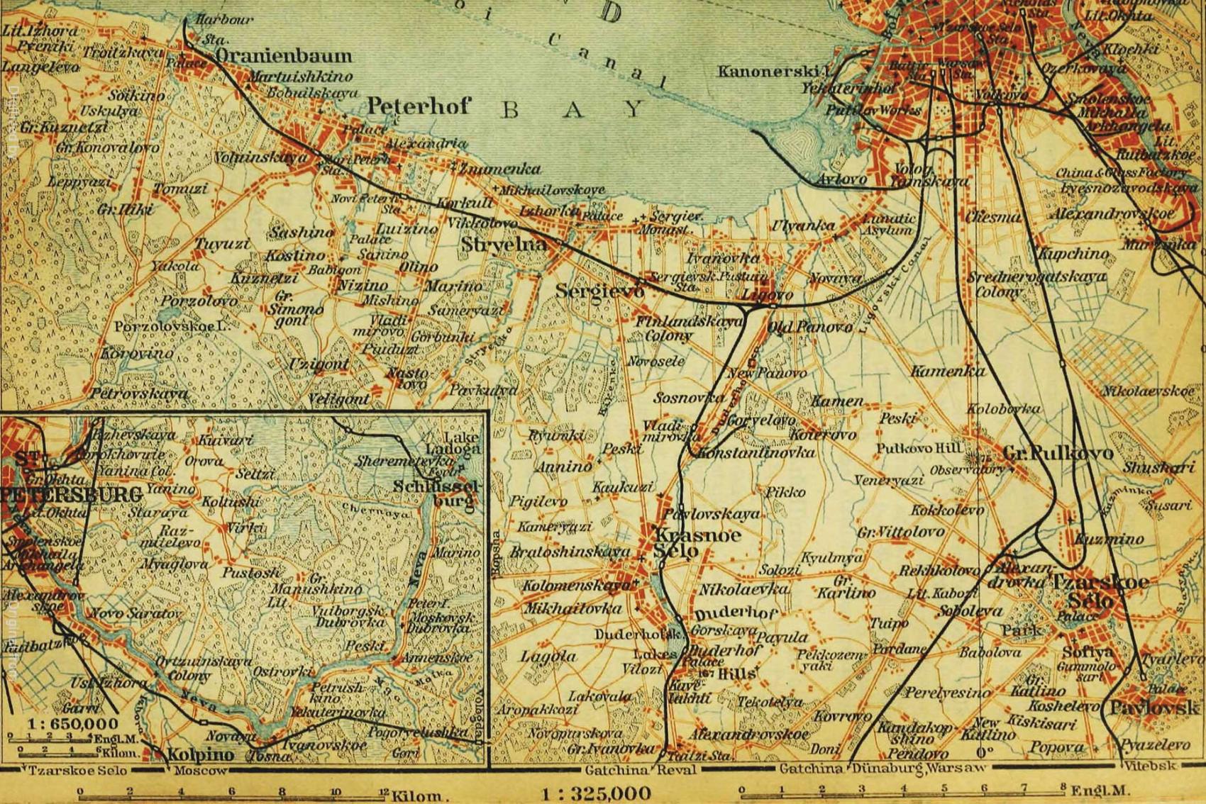 Map of the Neva fro mSchlasselburg to St. Petersburg