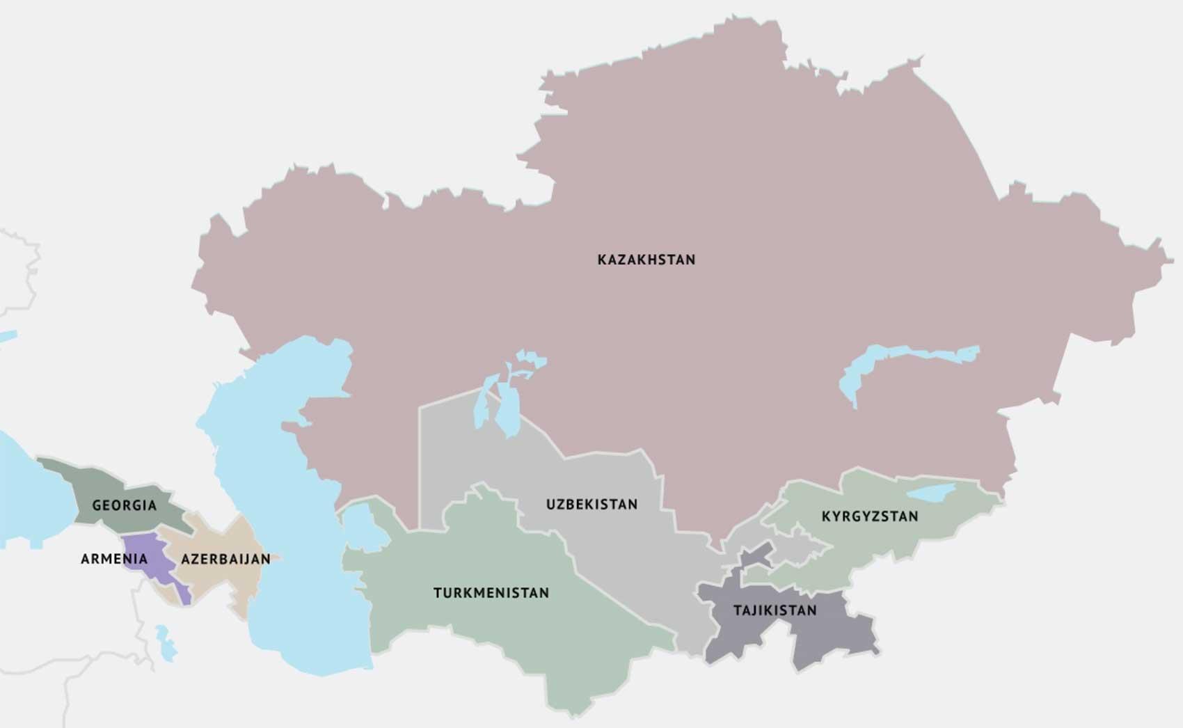 Map of Central Asia and Caspian region