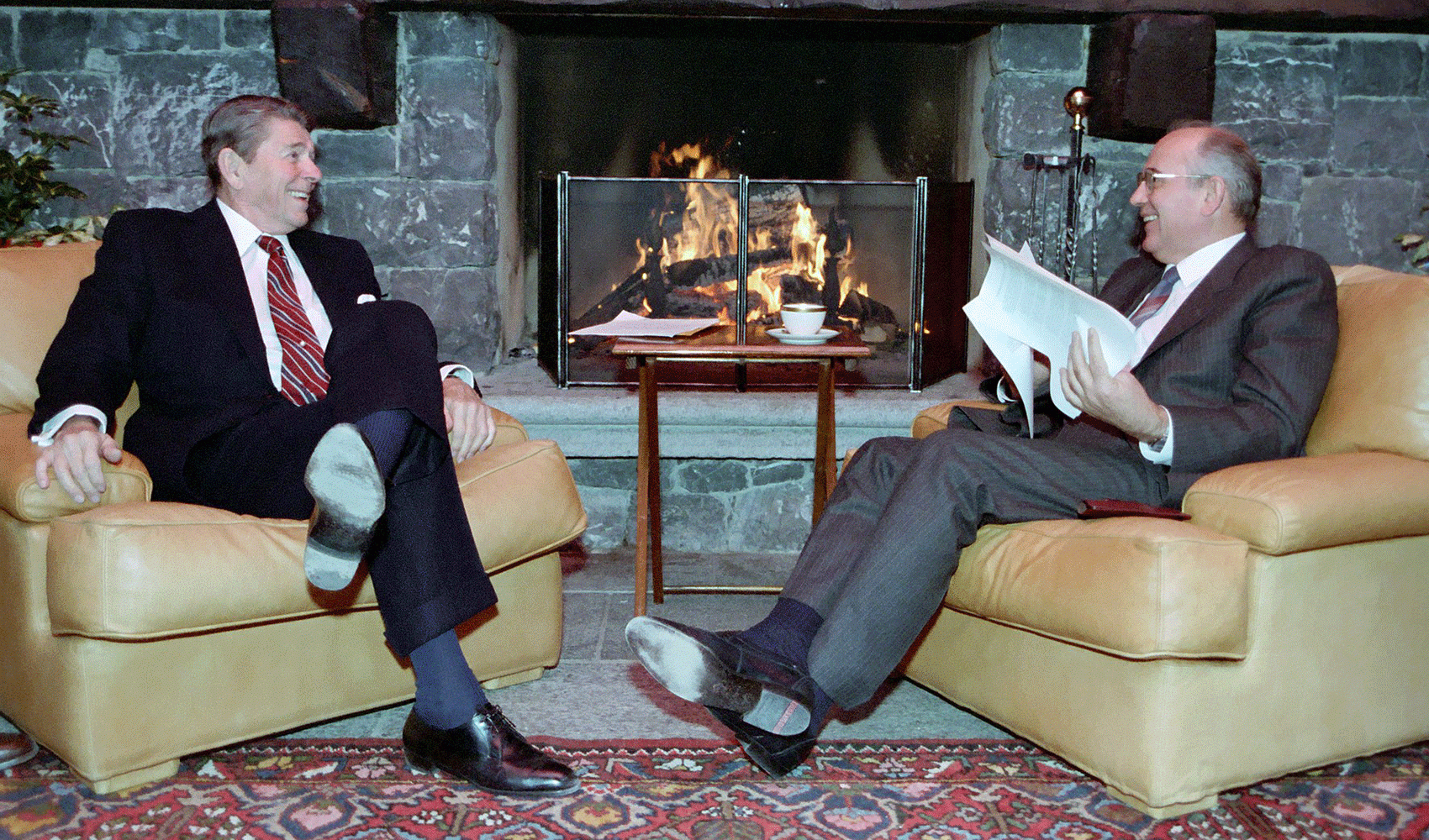 President Ronald Reagan and Soviet General Secretary Mikhail Gorbachev