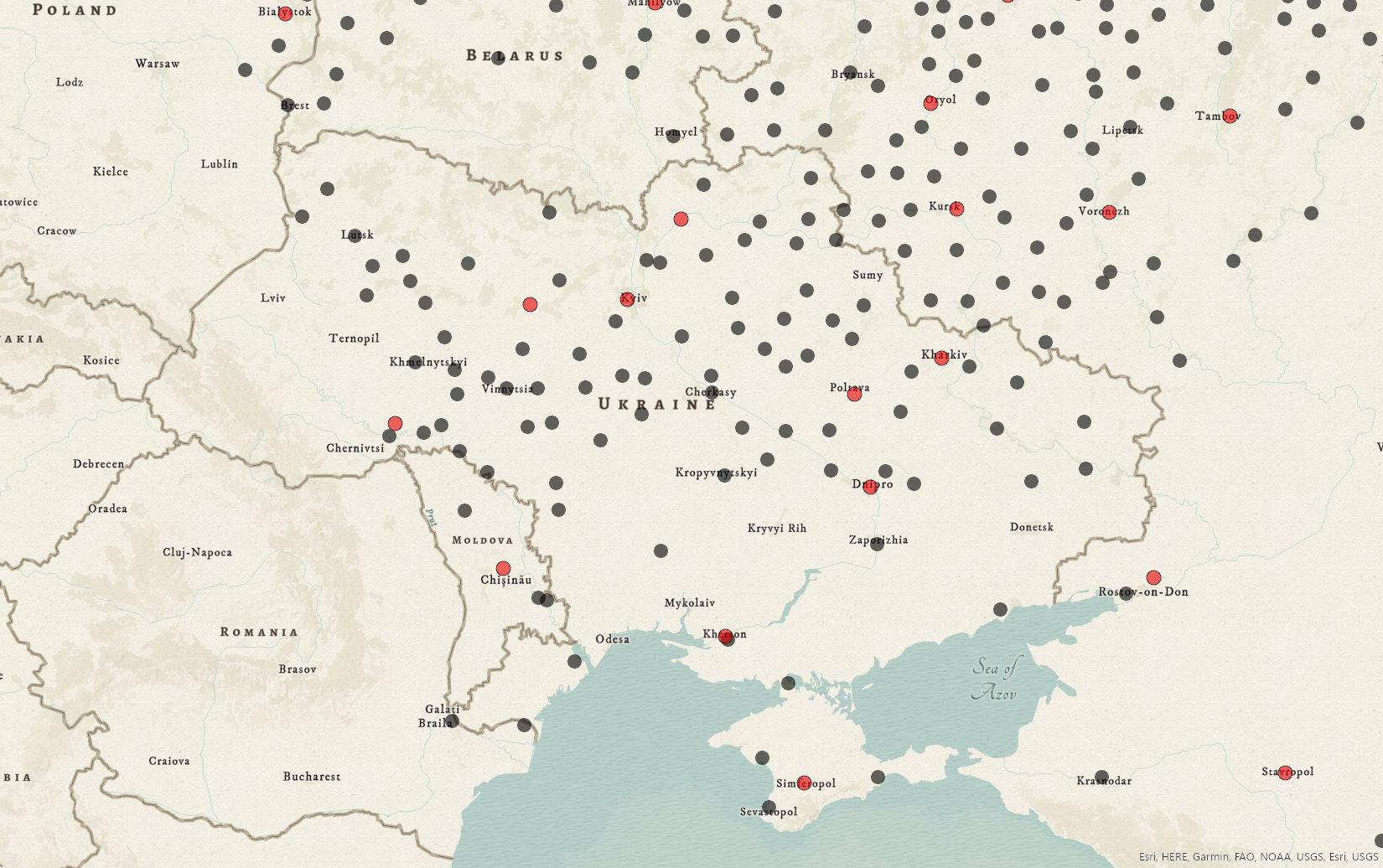 locations of 19th century towns shown on basemap