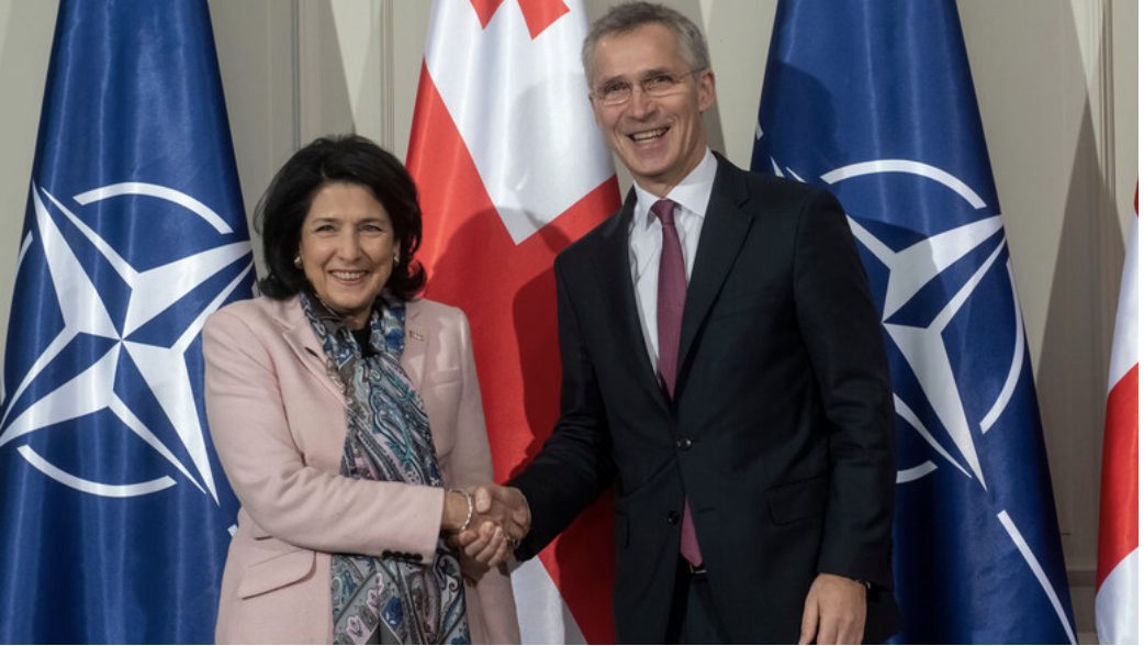 NATO Secretary General Jens Stoltenberg and the President of Georgia, Salome Zourabichvili, 2019. 