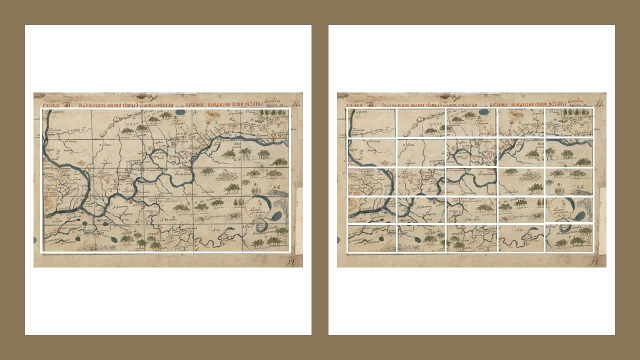 side by side historical maps with white overlay