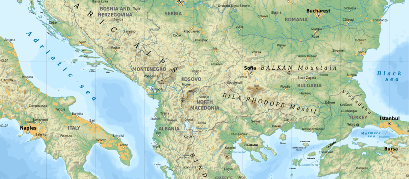 map of the Balkan region