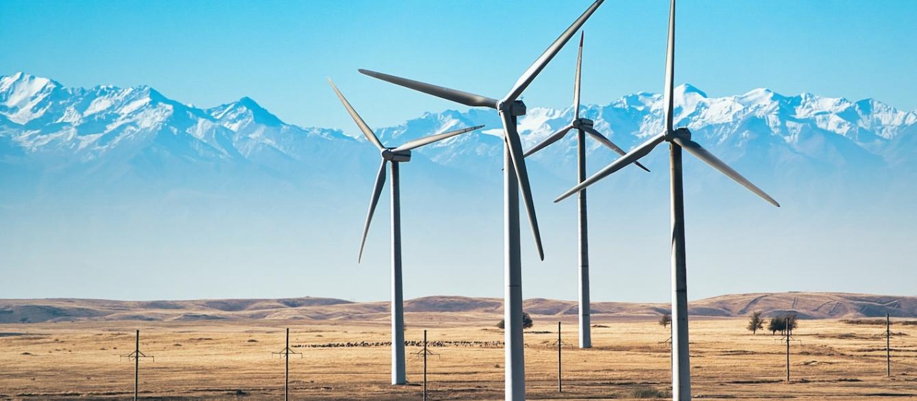 Wind turbins in Kazakhstan prairie