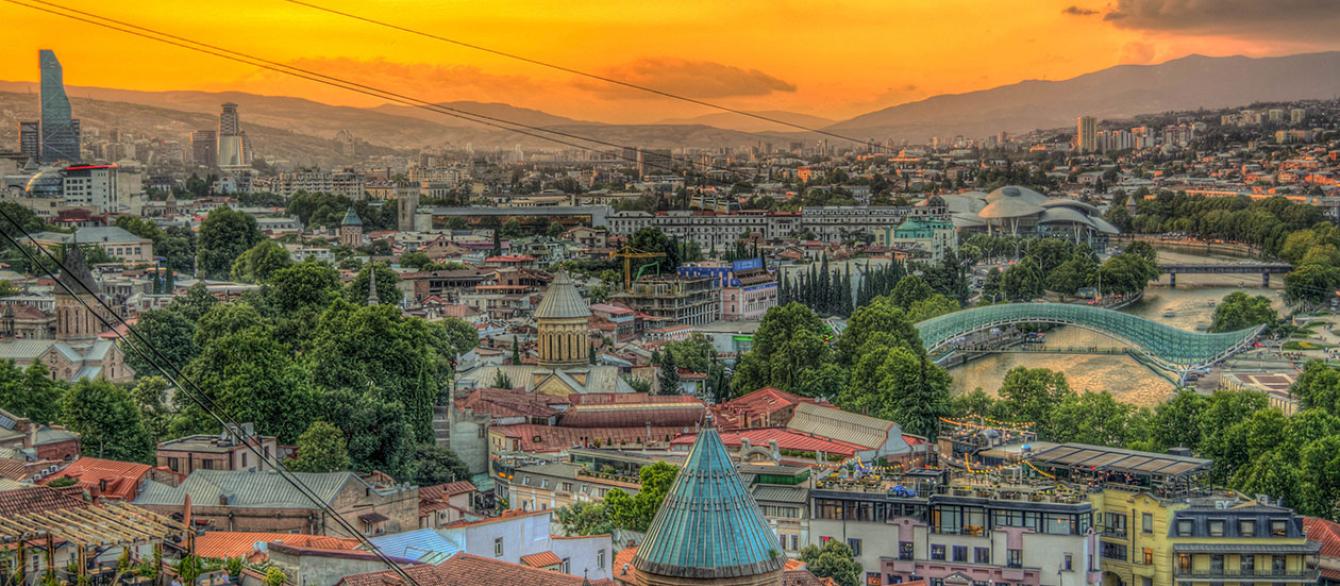 Tbilisi skyline at sunset