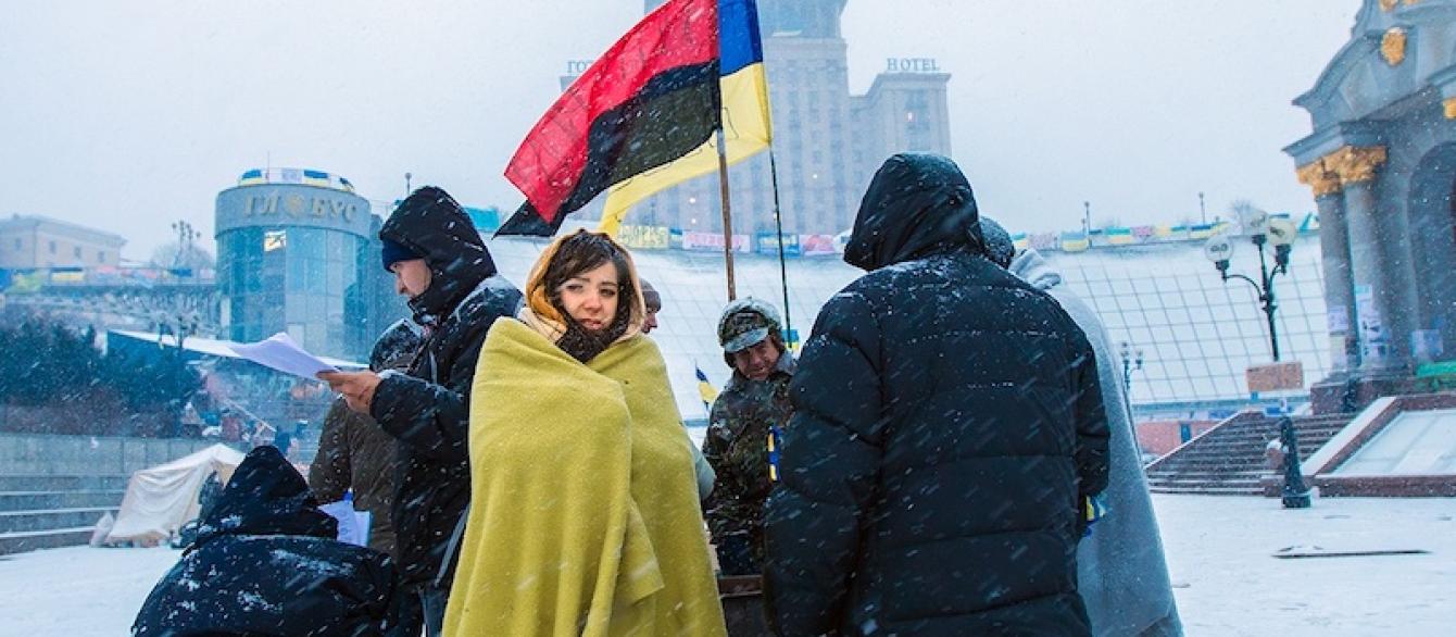 Protestors on cold, wintry Moscow day