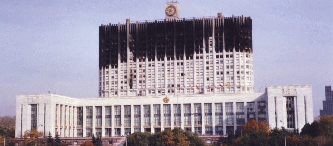 Burnt White House in Russia 1993