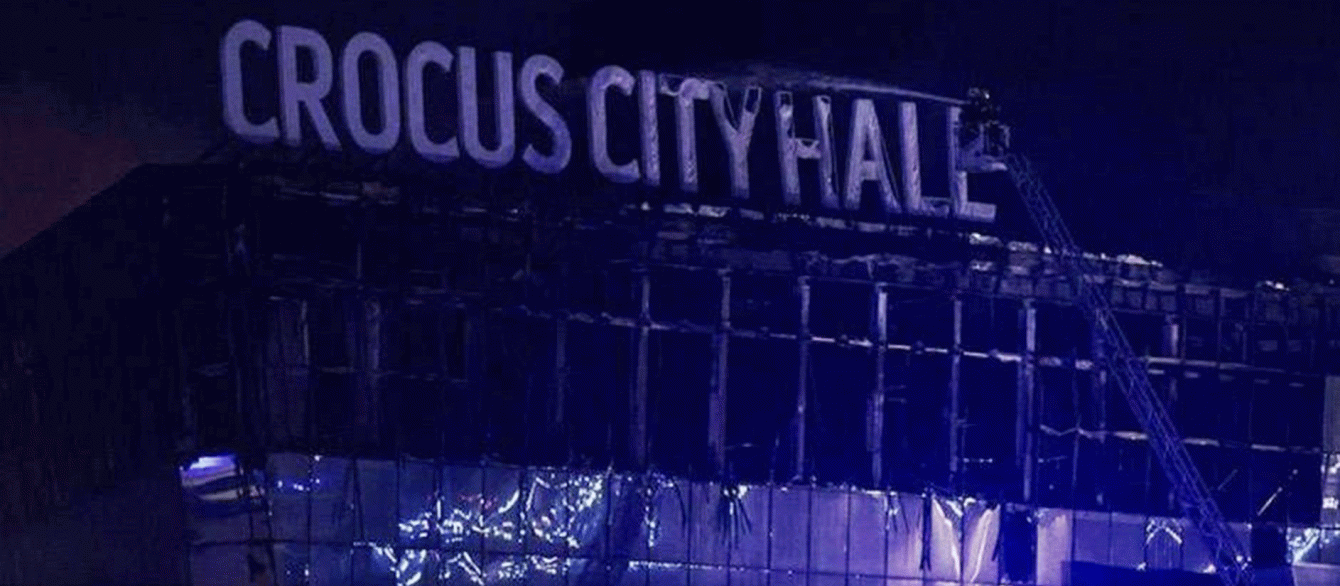 blueish dark photo of crocus city hall
