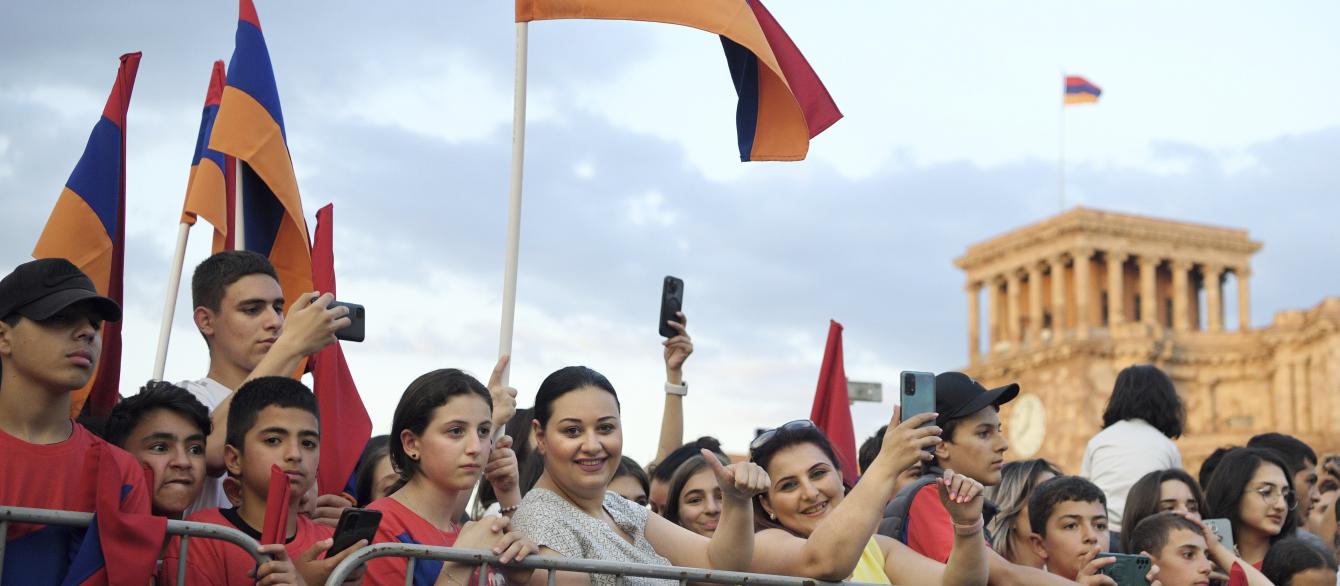 Celebration of the Armenian Constitution Day in Yerevan. Genre photography. Residents of the city during the celebration. 05.07.2023 Armenia, Yerevan Photo credit: Aleksandr Patrin/Kommersant/Sipa USA(Sipa via AP Images)