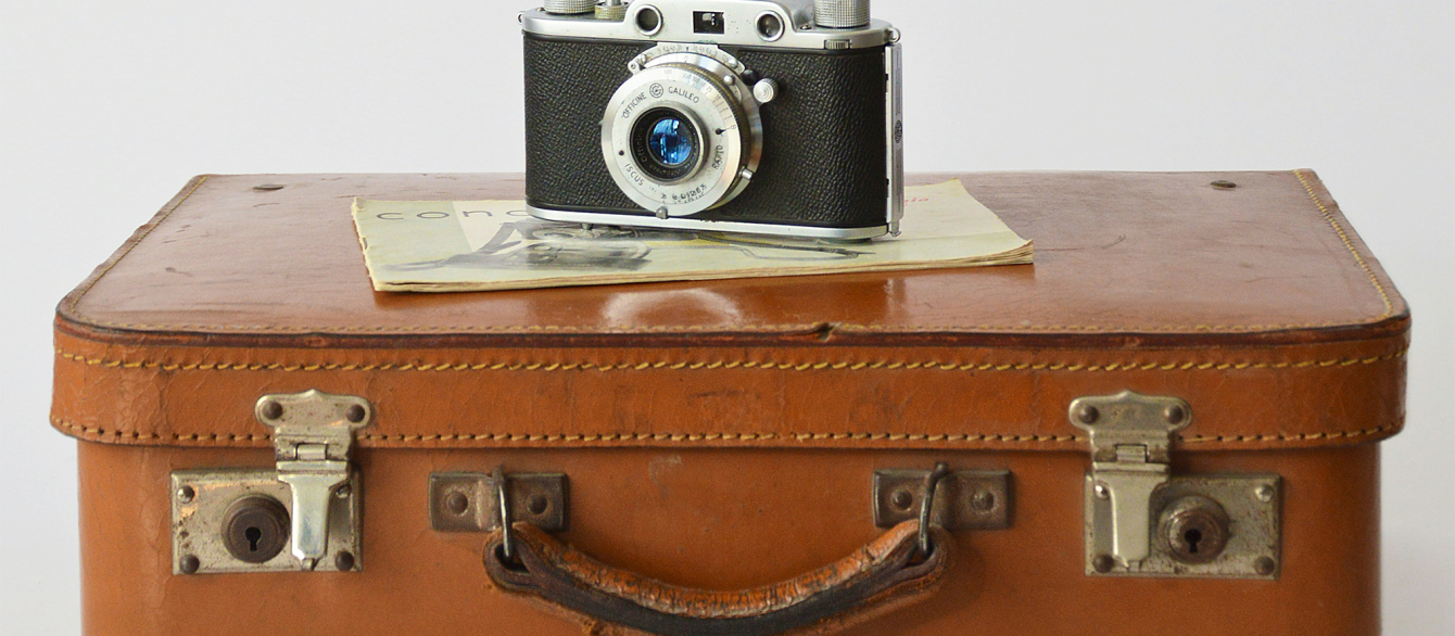 camera on suitcase