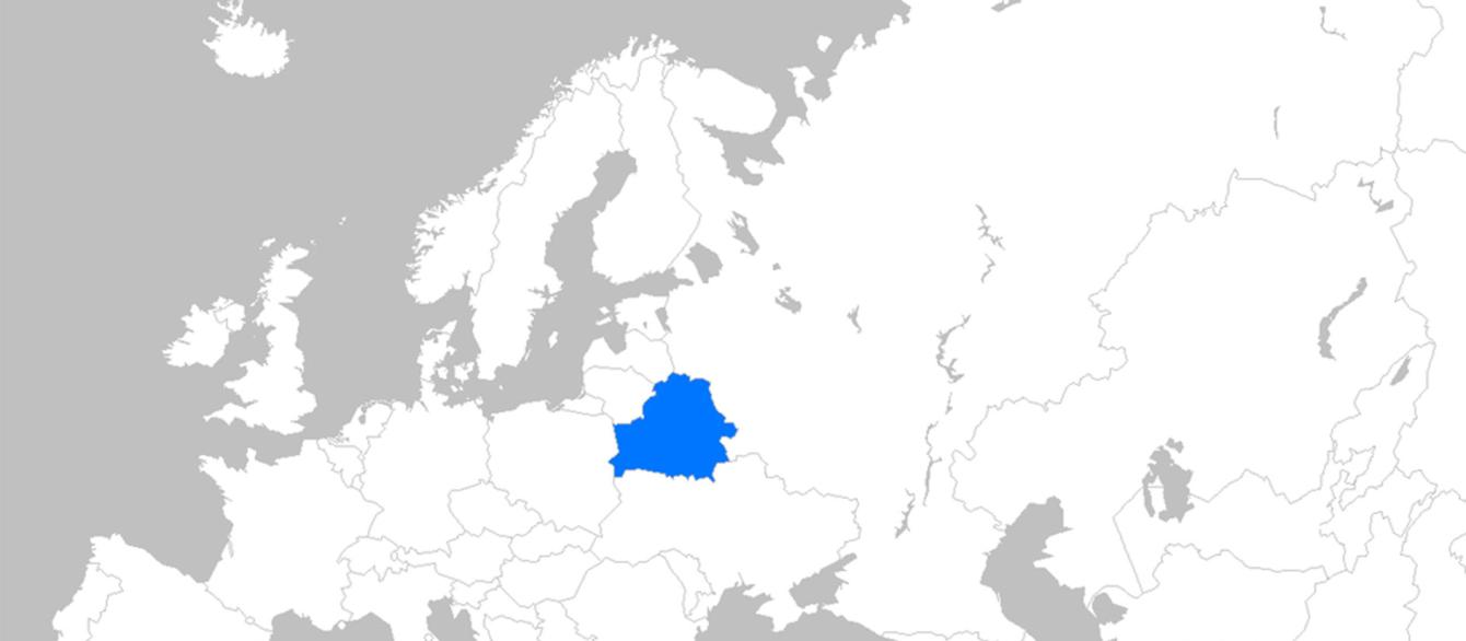 map of Europe that highlights Belarus in blue