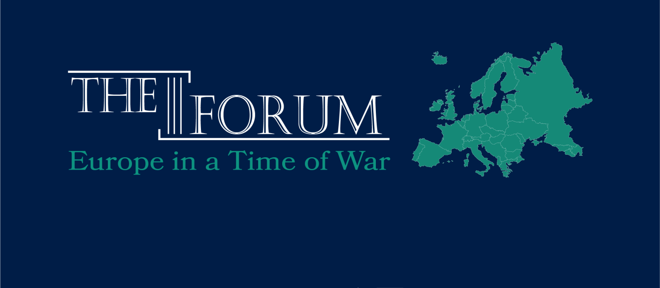 text of forum in the dark blue background with a map of Europe n green