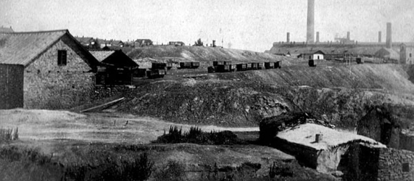 historical photograph of mining town