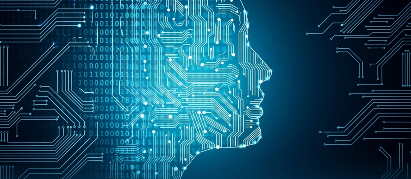 a human profile with information dots and tracks