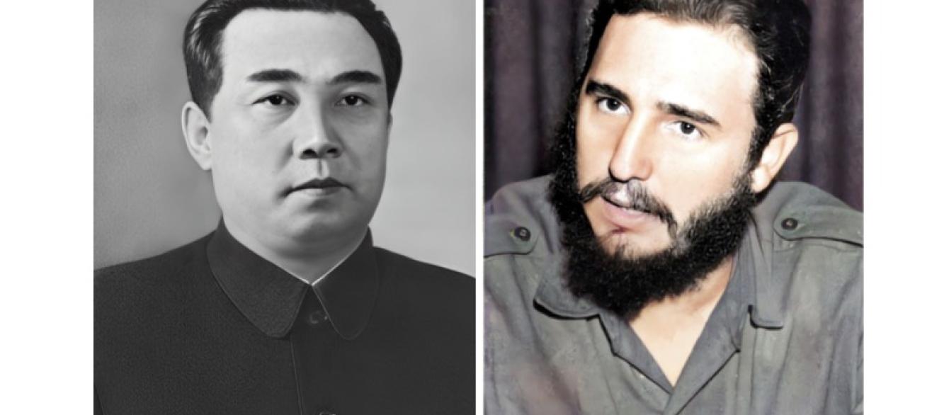 Kim Il Sung and Castro portraits