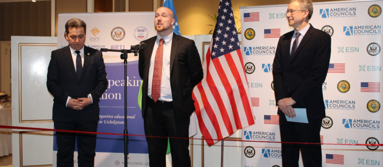 Ambassador Rosenblum opens the official launch ceremony of the English-speaking Nation: Secondary Teacher Program in Tashkent