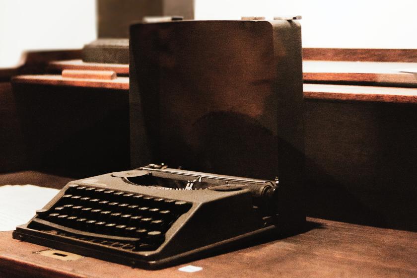 Typewriter on desk
