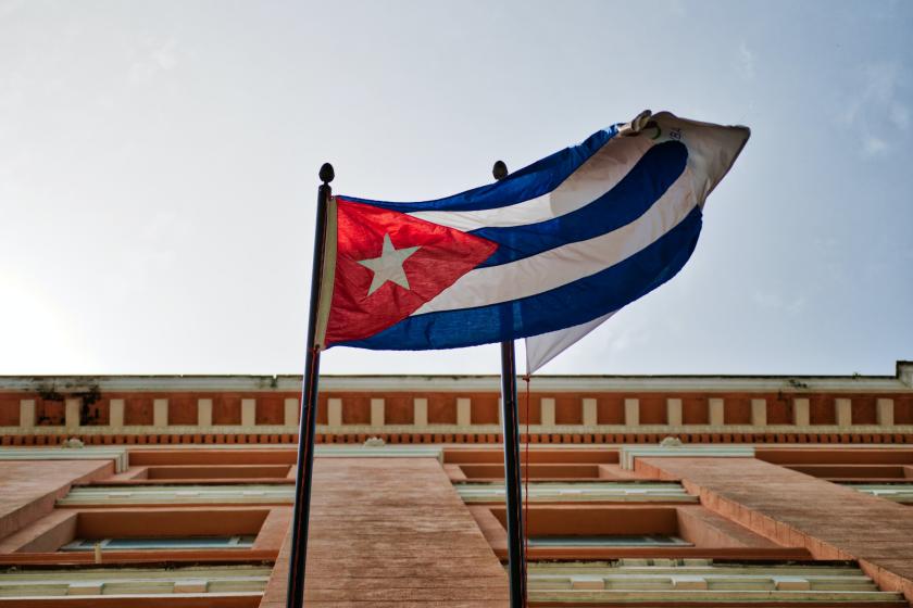 Cuban flag on building