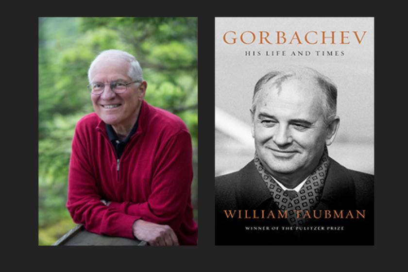 William Taubman next to his book "Gorbachev"