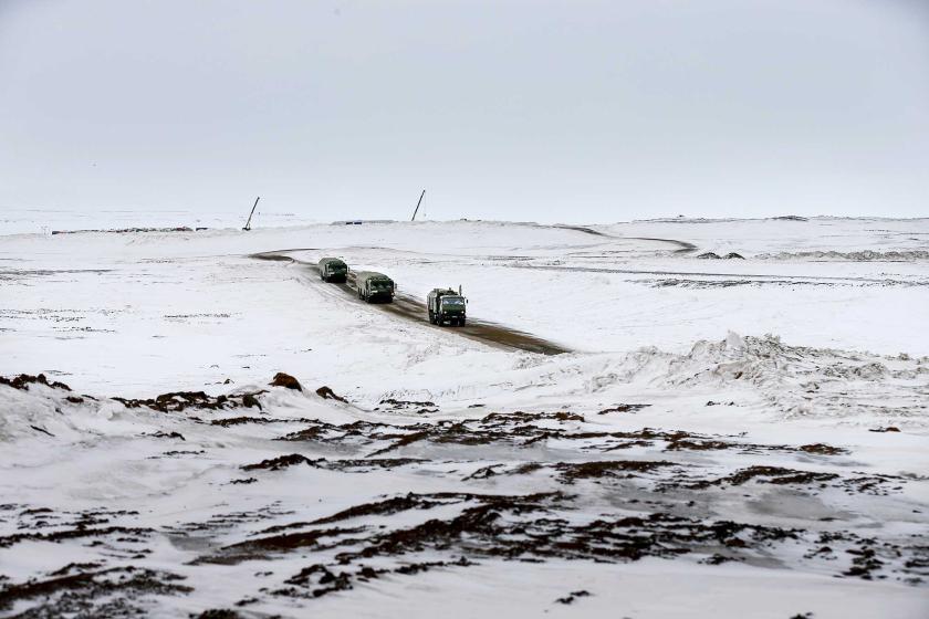 Arctic landscape with Bastion anti-ship missile systems