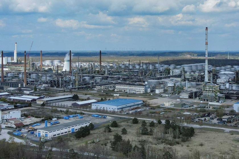 Aerial view of the oil refinery PCK-Raffinerie GmbH
