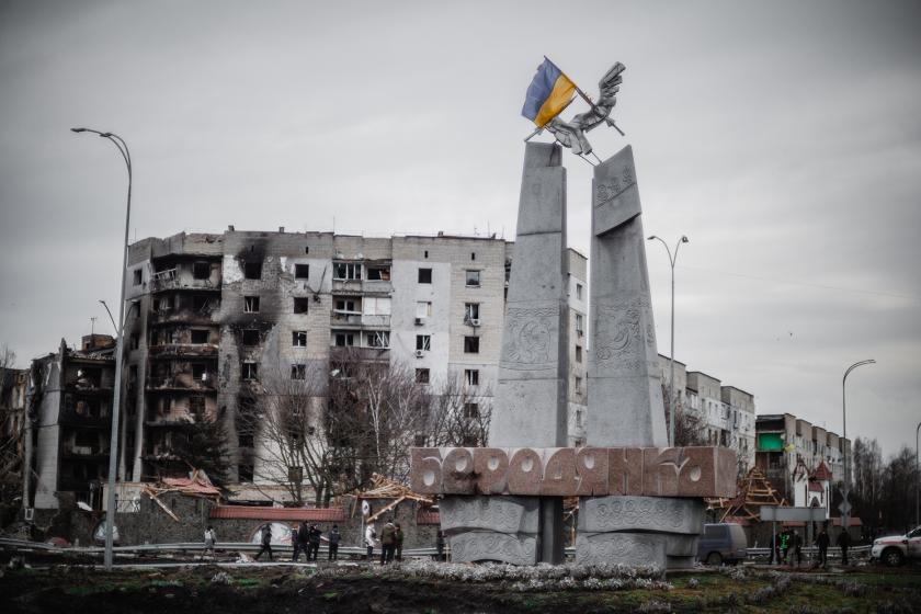 shelled Borodyanka town in Ukraine