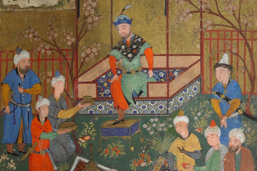 Timur Holding Court in a Garden 