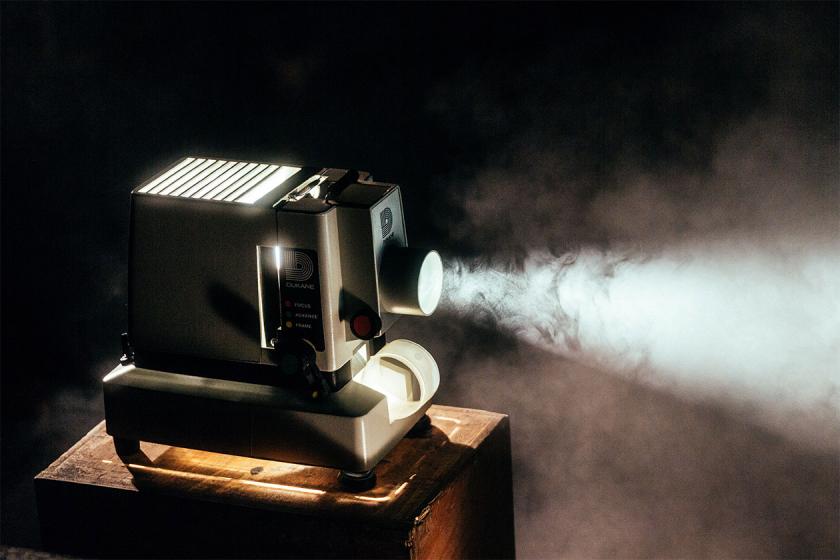 film projector in the dark
