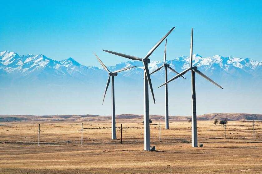 Wind turbins in Kazakhstan prairie