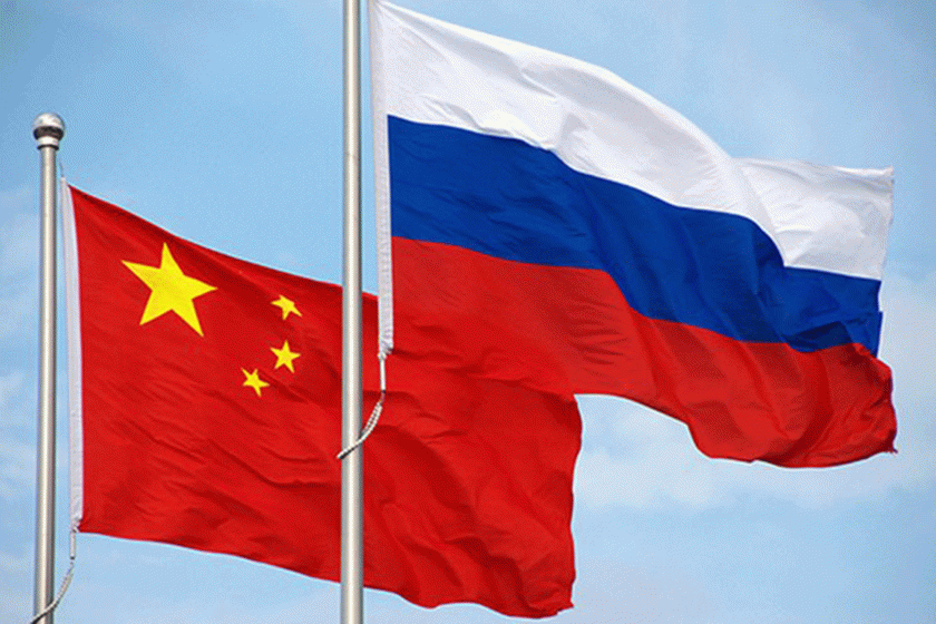 Russian and Chinese flag