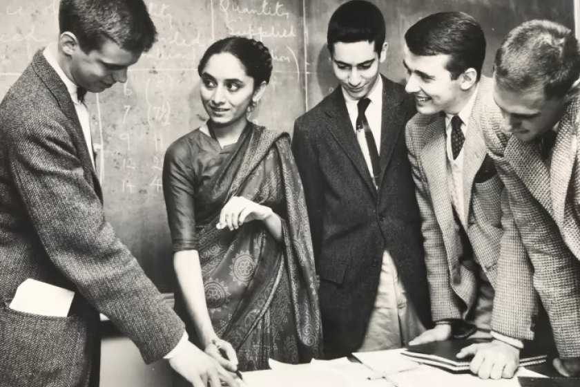 Desai teaching undergraduates at Harvard. 