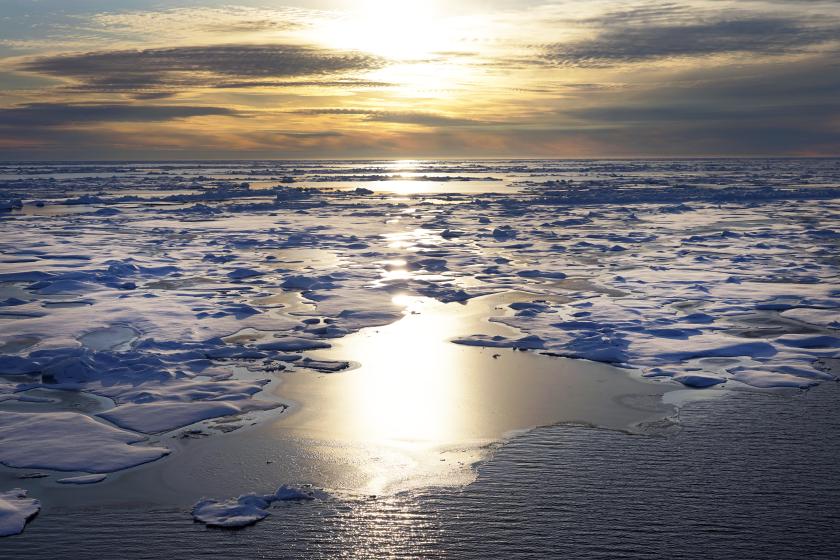 photograph of sea ice and sky