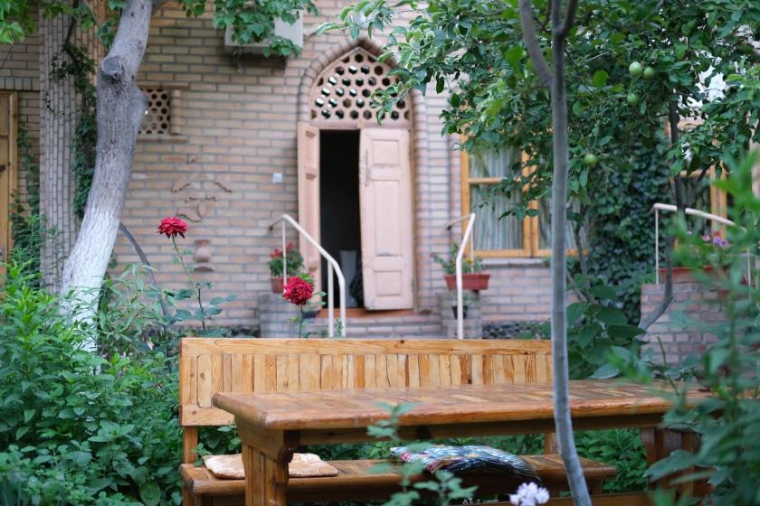 Table in a courtyard