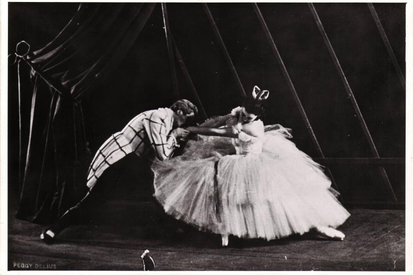 Black and white photo of ballet dancers Nina Youshkevitch and Kari Karnakovski