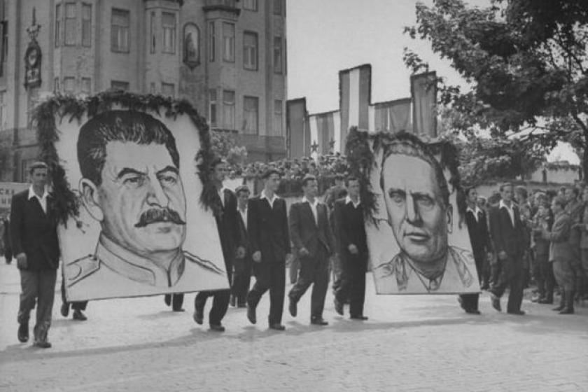 Portraits of Stalin and Tito at May 1st Celebratory events in 1946.