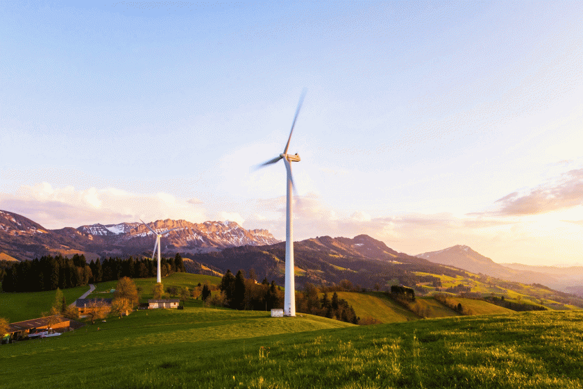 wind turbine in the mountains landscape