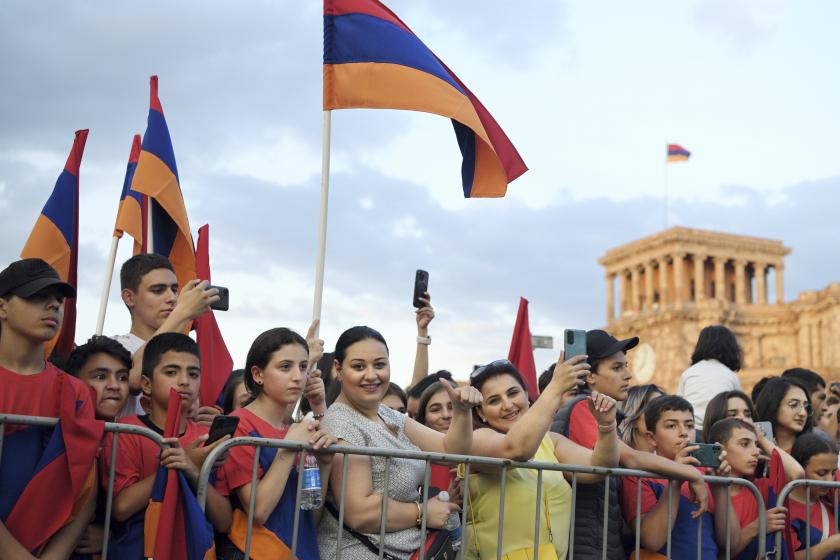 Celebration of the Armenian Constitution Day in Yerevan. Genre photography. Residents of the city during the celebration. 05.07.2023 Armenia, Yerevan Photo credit: Aleksandr Patrin/Kommersant/Sipa USA(Sipa via AP Images)