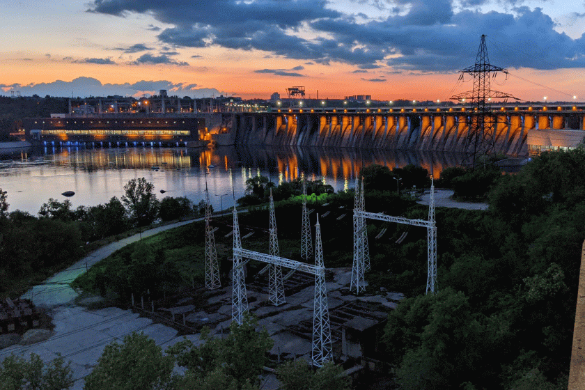 Dnieper Hydroelectric Station in Zaporizhzhia, Ukraine