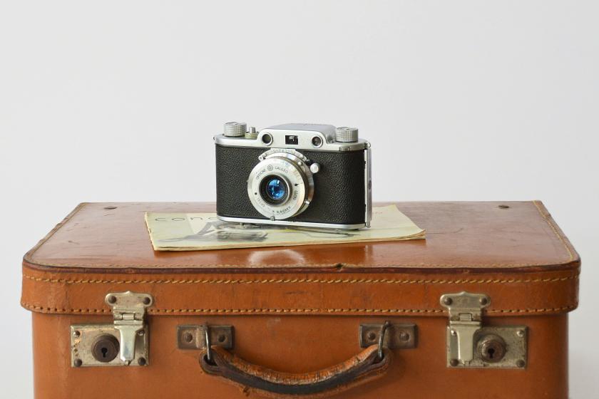 camera on suitcase