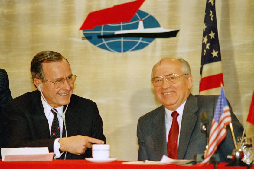 President George Bush and Mikhail Gorbachev