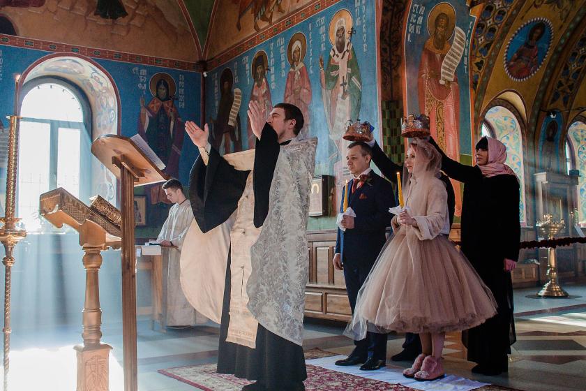 Russian couple married in a Russian Orthodox Church