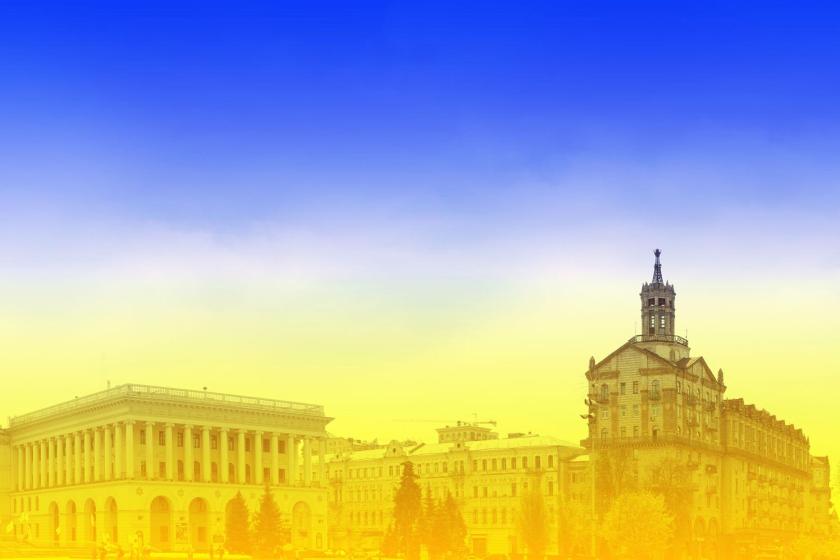Kyiv with Ukrainian Flag Gradient Colors