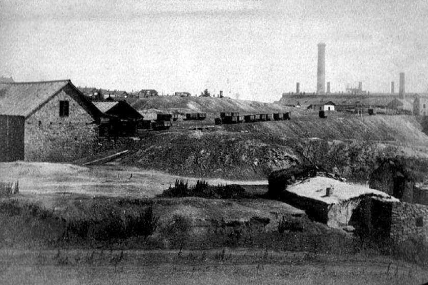 historical photograph of mining town