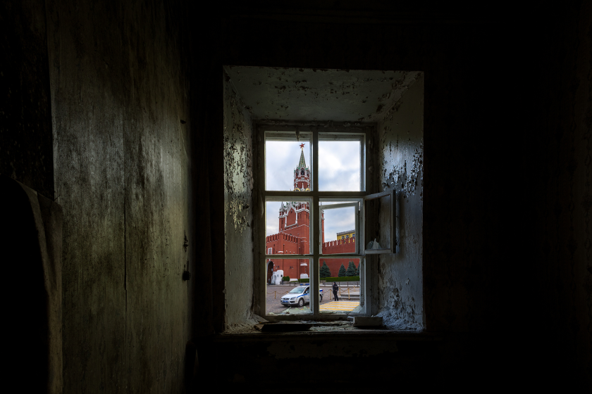 Kremlin tower through the small window