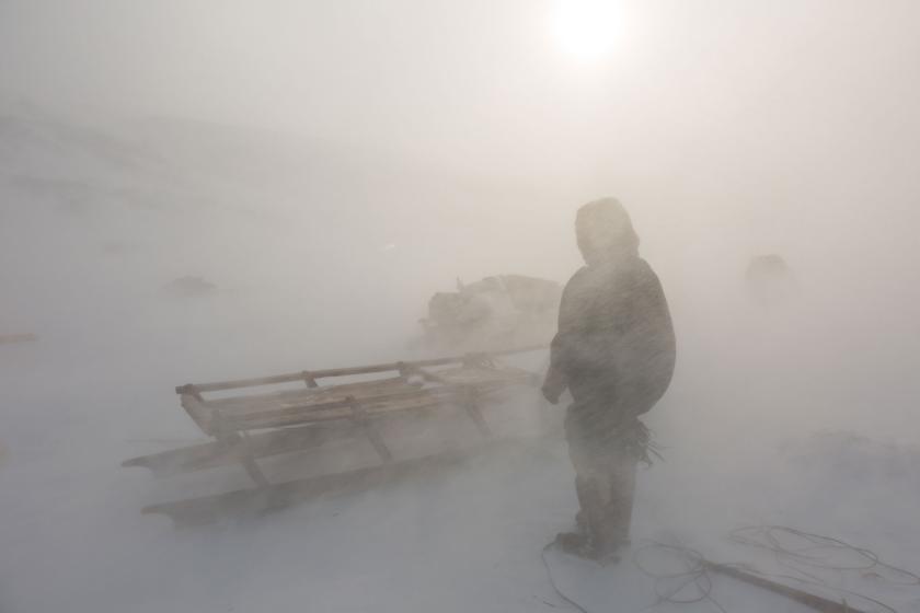 Nenets reindeer herder on a winter day